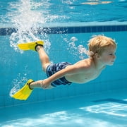 2 Pcs Kids Adjustable Swim Fins, Soft Comfort Youth Diving Flippers, Lightweight Anti- Training Gear for Snorkeling, Swimming, Beach & Pool Water Sports Yellow