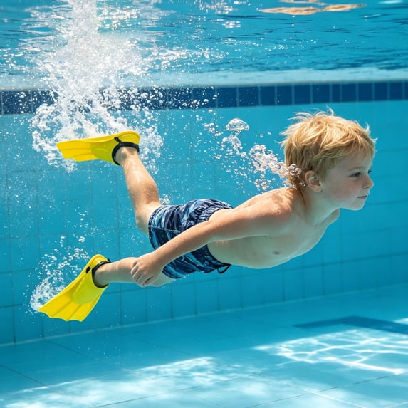 2 Pcs Kids Adjustable Swim Fins, Soft Comfort Youth Diving Flippers, Lightweight Anti- Training Gear for Snorkeling, Swimming, Beach & Pool Water Sports (Yellow)