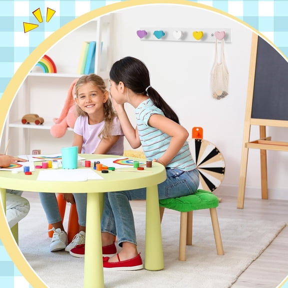 2 Pcs Kids Coat Rack Wall Mount Heart Shape Rainbow Colorful Wood Hooks for Boys Girls Toddler Bathroom Bedroom Decor