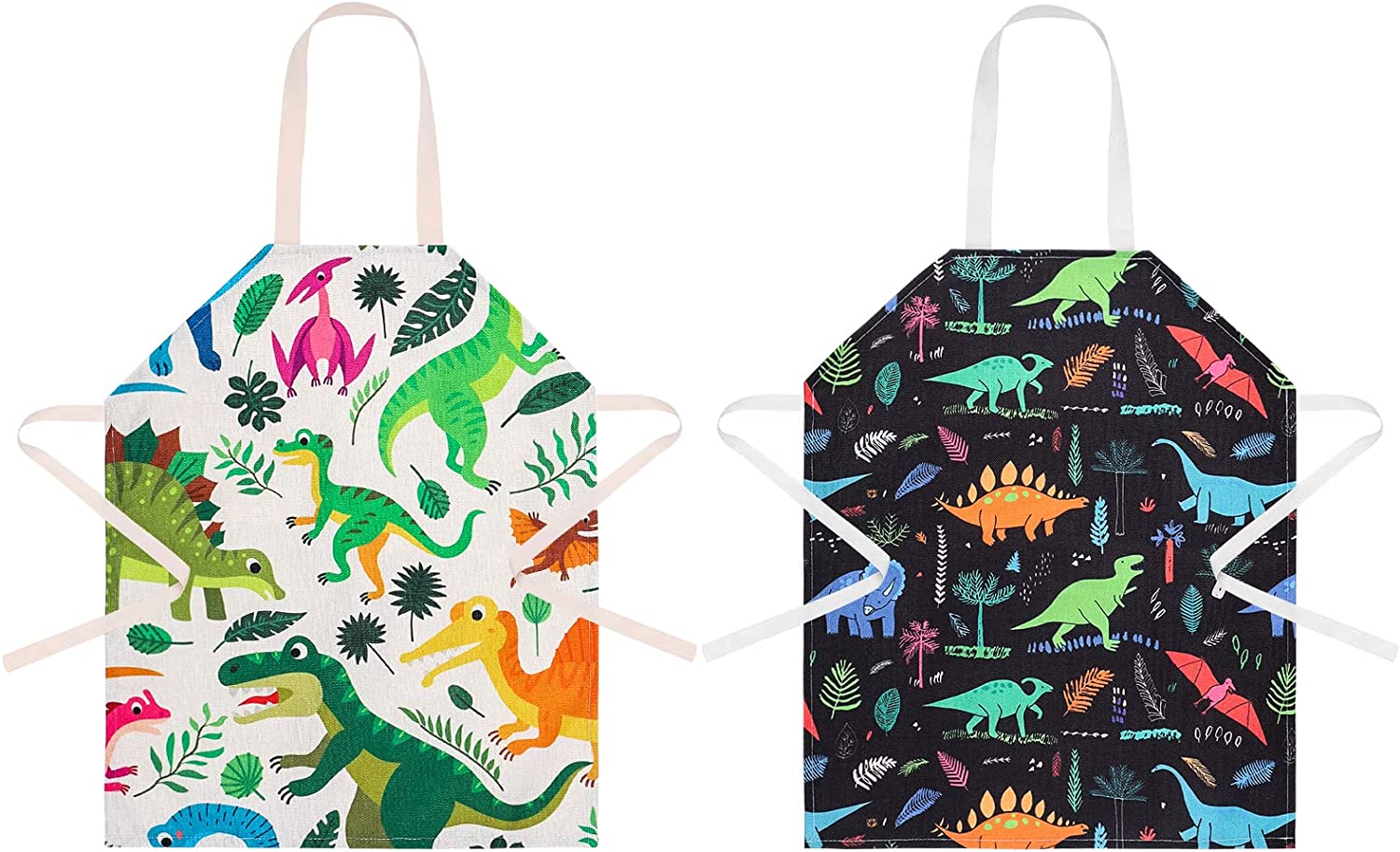 2 Pcs Kids Cooking Aprons,dinosaur Kitchen Child Chef Aprons 