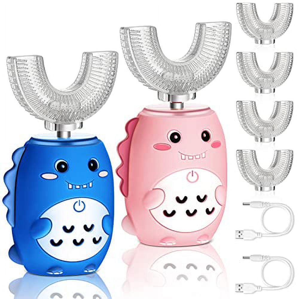 2 Pcs Kids Electric Toothbrushes U Shaped Ultrasonic Toothbrush