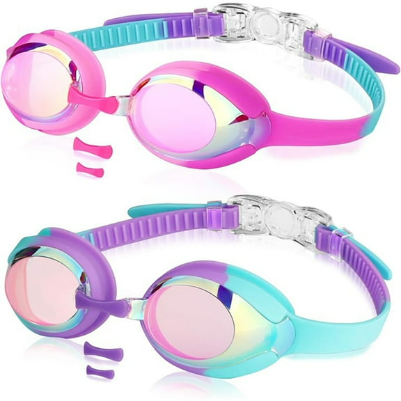 2 Pcs Kids Goggles, Anti-Fog Waterproof Swimming Goggles, for Toddler Kids Youth(3-12)