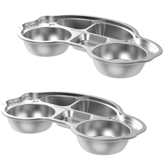 2 Pcs Kids Plates with 5 Compartments Car Shape Meal Plate Reusable Dinner Plates Multipurpose Serving Platter Portable Toddler Plates for Camping Picnic School
