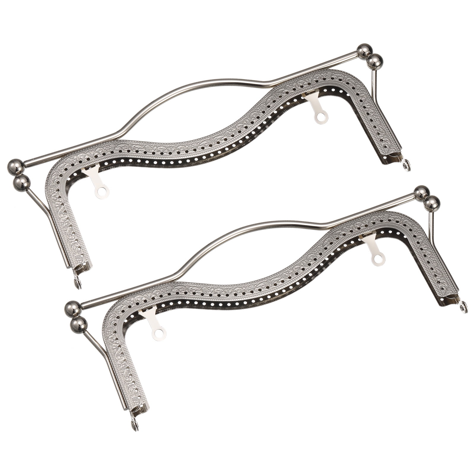 2 Pcs Kiss Lock Clasp Frame 8.1" Embossed Clutch Frame with Handle for Coin Purse Handbag Making