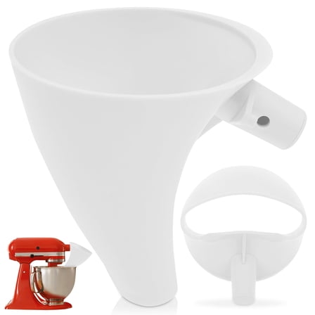 RZVNMKO 2 Pcs Kitchen Auxiliary Mixer Flour Funnel,Attachments for Mixers Accessories with Easy-Pour Funnels Attachment, for 4.5-5 Quart Tilt-Head Stand Mixe(White)