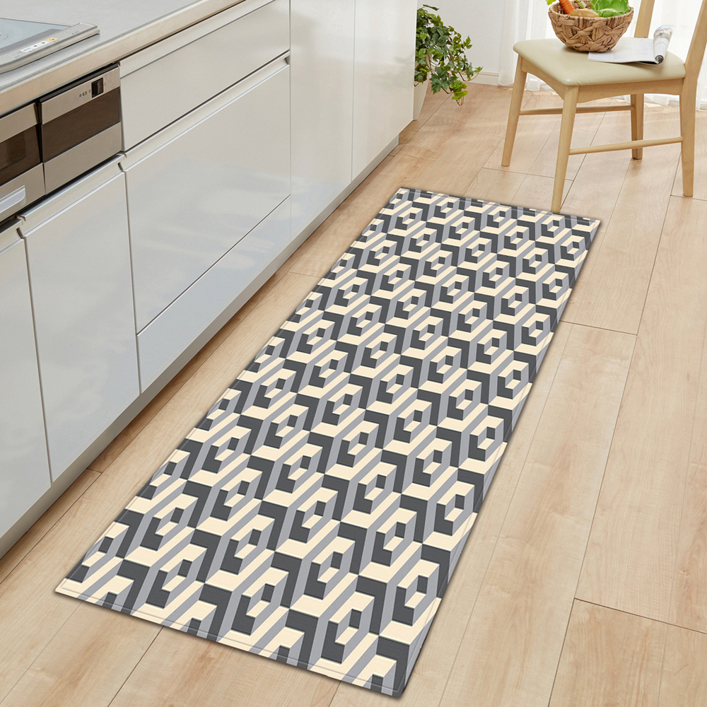 2 Pcs Kitchen Carpet Bedroom Entrance Doormat Bathroom Antislip Mat 3D
