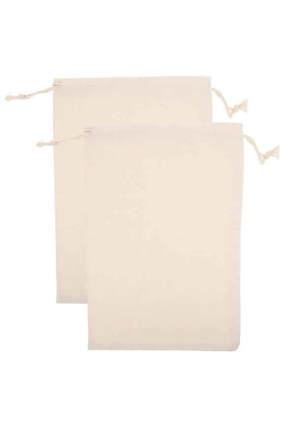 Set of 2 Breathable Canvas Kitchen Bags with Drawstring Closure for Vegetable and Produce Storage