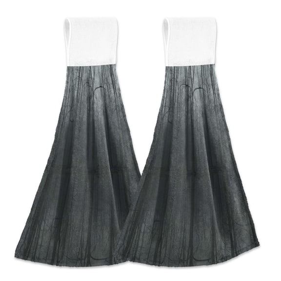2 Pcs Kitchen Hand Towels with Hanging Loops Absorbent Soft Fast Drying Decor Bath Towels Dark Forest Reflections in Water