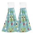 thumbnail image 1 of 2 Pcs Kitchen Hand Towels with Hanging Loops Absorbent Soft Fast Drying Decor Bath Towels Frog Face Leaf Strawberry Flower, 1 of 7