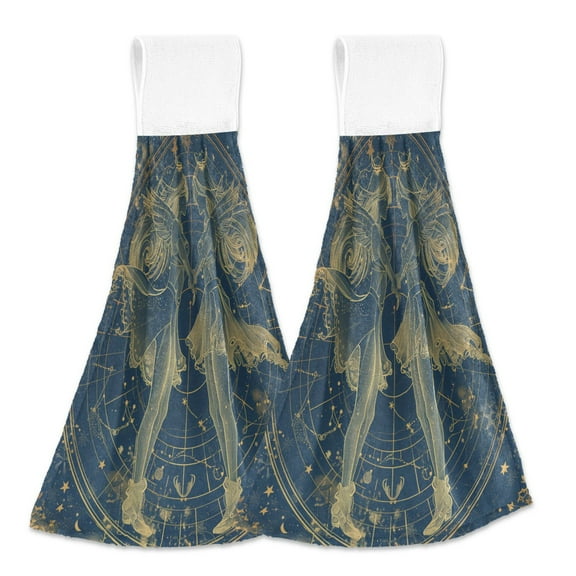 2 Pcs Kitchen Hand Towels with Hanging Loops Absorbent Soft Fast Drying Decor Bath Towels Gemini Of Zodiac
