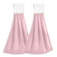 thumbnail image 1 of 2 Pcs Kitchen Hand Towels with Hanging Loops Absorbent Soft Fast Drying Decor Bath Towels Pale Pink, 1 of 7