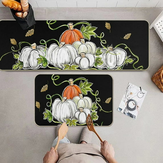 2 Pcs Kitchen Mats for Floor, 16x24in+16x48in, Cushioned Anti Fatigue Kitchen Rug for Comfortable Standing, Waterproof, Easy Clean, Non-slip, Thick Kitchen Mat Set for Home, Office, Sink, Laundry