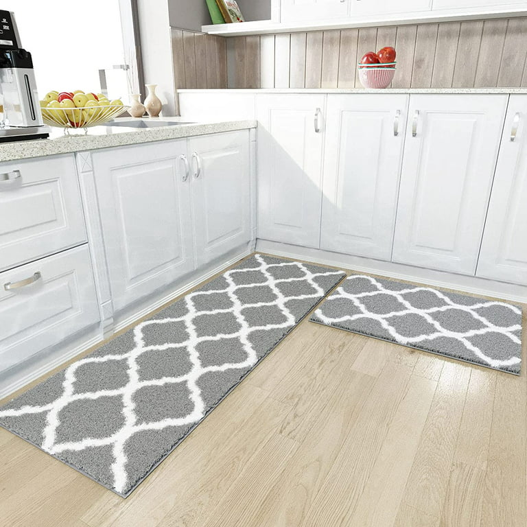 Ileading Kitchen Mat Sets 3 Piece Water Absorbent Kitchen Floor Rugs Non  Slip Entrance Runner Rugs Farmhouse Laundry Throw mats Machine Washable