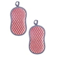 thumbnail image 1 of 2 Pcs Kitchen Scrub Sponges Multi-Purpose Scrub Sponges Reusable Washable Sponges Microfibre Scrubbing Sponge Heavy Duty Scouring Power Sponges for Kitchen Dishes Plates Pans, 3.54"X6.3", Red, 1 of 5