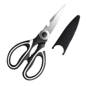 2 Pcs Kitchen Shears, Multi-Functional Stainless Steel Kitchen Scissors With Protective Sheath, 8.1 in / 20.5 cm, Black & Pink, Dishwasher Safe