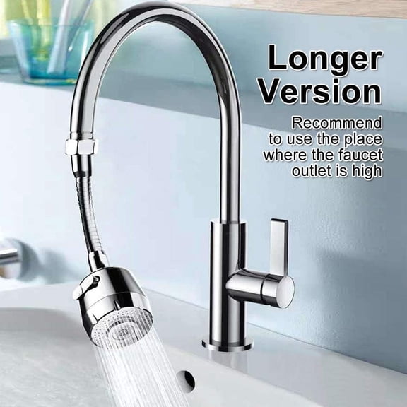 2 Pcs Kitchen Sink Aerators,360 Rotatable Kitchen Faucet Sprayer, Head Replacement Faucet Head, Attachment Anti-Splash Faucet Booster Shower Tap Nozzle Jet Diffuser (2 waters, Longer)