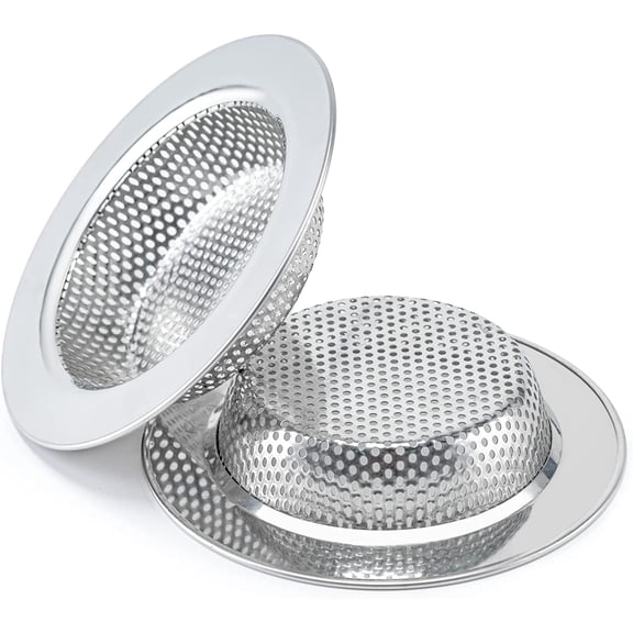 2 Pcs Kitchen Sink Strainer, Stainless Steel Sink Drain Strainer, for Most Kitchen Sink Drain Basket, Upgraded Double-Layer Safe Design Kitchen Sink Strainer (Outer Diameter 4.5 Inch)