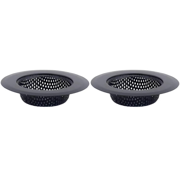2 Pcs Kitchen Sink Strainers Sink Drain Strainers Drain Stoppers Sink Plugs Stainless Steel Drain Strainers for Bathroom, Slop, Laundry, RV and Lavatory, 4.33 Inch Black