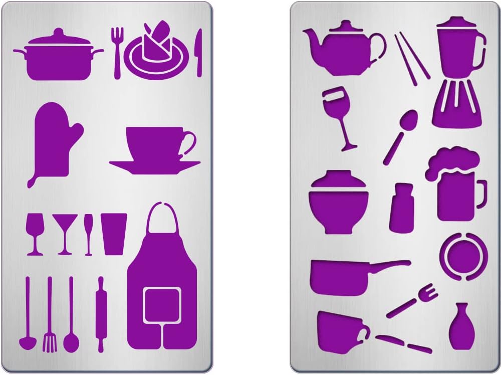 2 Pcs Kitchen Tableware Metal Stencils Template Scrapbooking Drawing ...