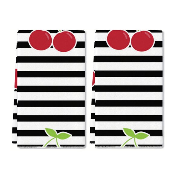2 Pcs Kitchen Towels Dishcloth Dish Towels Kitchen Towels Fruit Holiday Tea Towels Hand Towels for Kitchen Bathroom Housewarming Gifts Home Decoration 24" x 16" (Cherries)