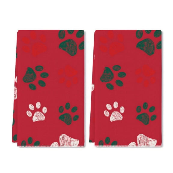 2 Pcs Kitchen Towels Dishcloth Dish Towels Kitchen Towels Holiday Tea Towels Hand Towels for Kitchen Bathroom Housewarming Gifts Home Decoration 24 x 16 Inches (Paw Prints)