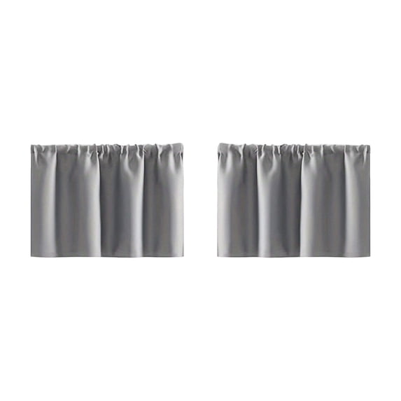 2 Pcs Kitchen Window Valance Curtain,Light Filtering Thermal Insulated Easy Assembly Decorative Short Curtain for Living Room Bathroom Cafe,Gray