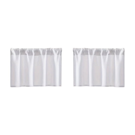 2 Pcs Kitchen Window Valance Curtain,Light Filtering Thermal Insulated Easy Assembly Decorative Short Curtain for Living Room Bathroom Cafe,White