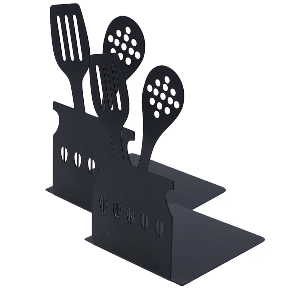 2 Pcs Kitchenware Hollow Bookend Decorative Bookends Shelves for Office Vintage Cat Supplies Metal