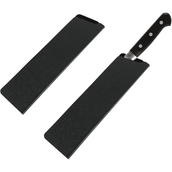 2 Pcs Knife Covers or Sleeves 8" x 2.2" Edge Guard Universal Waterproof Kitchen Sheath, Chef Plastic Cover for Knives, Black -