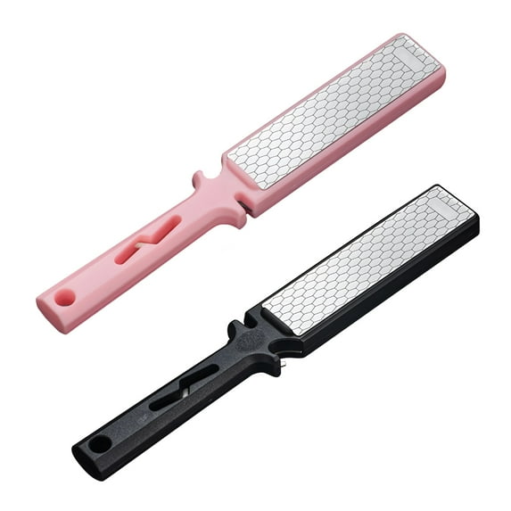 2 Pcs Knife Sharpener Set, Diamond Whetstone Sharpening Stone with Coarse and Fine Sharpening Sides, Multifunctional Sharpening Tool with Scissors Sharpener, Bottle Opener, and Hanging Hole
