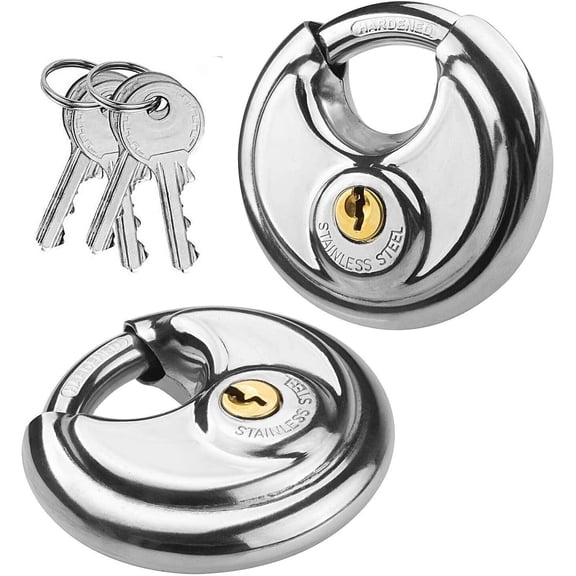 2 Pcs Kuahome Keyed Alike DISC PADLOCK 70mm Stainless Steel Armor Storage Trailer Lock