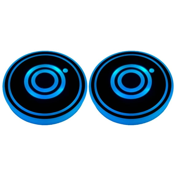 2 Pcs LED Car Cup Holder Lights, 7 Colors Changing USB Charging Mat Waterproof Cup Pad for Drink, LED Interior Atmosphere Lamp Decoration Light Inside Car Lighting Accessories, Car Gifts for Men T3A6
