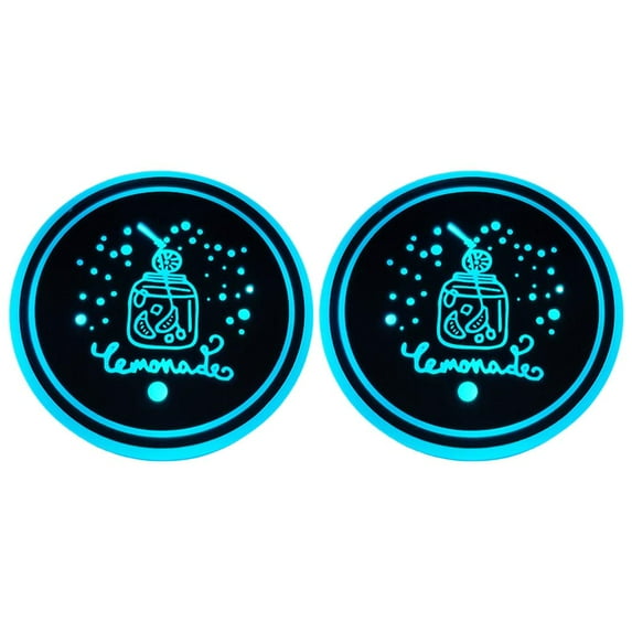 2 Pcs LED Car Cup Holder Lights, 7 Colors Changing USB Charging Mat Waterproof Cup Pad for Drink, LED Interior Atmosphere Lamp Decoration Light Inside Car Lighting Accessories, Car Gifts for Men H3T3