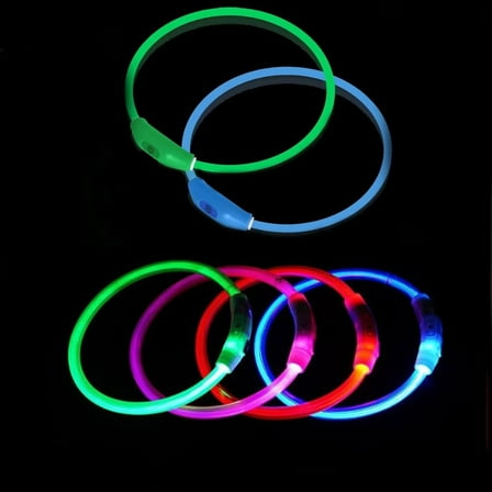 2 Pcs LED Collar, Rechargeable and TPU Cuttable Glowing pet Collar for Night Safety, Fashion for Small Medium Large Dogs