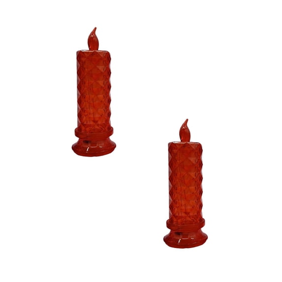2 Pcs LED Crystal Candle Lights, Flameless Candles, Romantic Battery Operated Candles Led Pillar Candles for Valentines Romantic Propose Anniversary Wedding Decorations