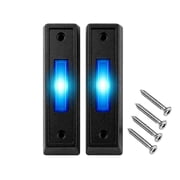 2 Pcs Lighted Doorbell Button,Wired Door Bell Push Buttons with Screws,Door Bell Ringer Push Buttons,Garage Door Switch with LED Light,Classic Rectangular Lighted Door Bell Button Black