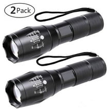 2 Pcs LED Tactical Flashlight, Super Bright 1200 Lumen Portable Outdoor Water Resistant Torch Zoomable Light Flashlight with 5 Light Modes