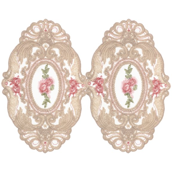 2 Pcs Lace Placemat Retro Figurines Mini Decoration Doll House Light Brown