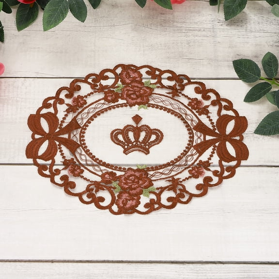 Uxcell 2Pcs Lace Placemats, 9.06" x 11.81" Vintage Table Doilies, Coffee