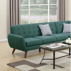 Living Room Sectional Sofa Chaise Laguna Linen Like Fabric Pine Wood Furniture Modern Accent Tufting