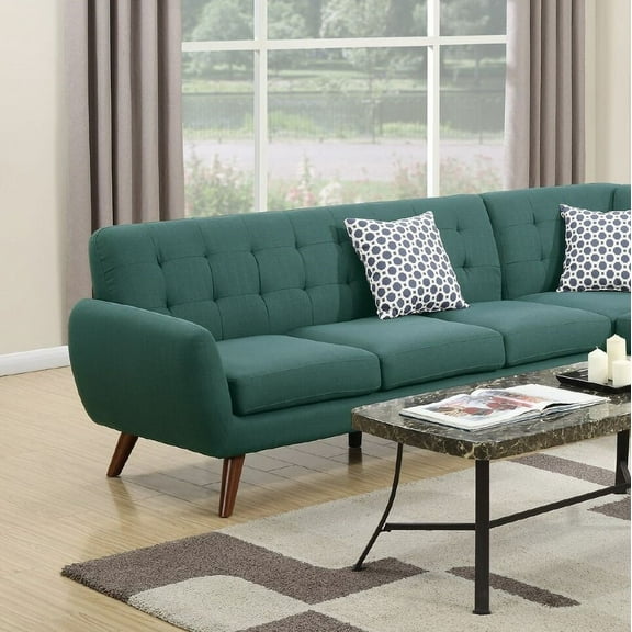 Living Room Sectional Sofa Chaise Laguna Linen Like Fabric Pine Wood Furniture Modern Accent Tufting