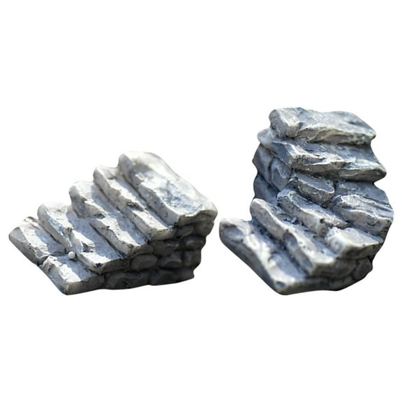 2 Pcs Landscape Stone Steps Vintage Decor Patio Step Stair Statue Adornment Bonsai Decoration Resin Craft Stairs