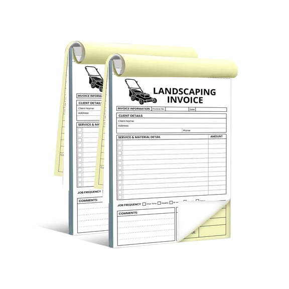 2 Pcs Landscaping Invoice Book Carbonless 2 Part 50 Sets (100 Sheets) Work Order Book for Lawn Care Business, Contractor Invoice Receipt Book Small Business Sales Order Book 5.5" x 8.5"