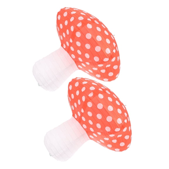 2 Pcs Lanterns Mushroom Paper Lantern Mushroom-themed Party Baby 20X19X6CM Red