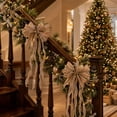 thumbnail image 1 of 2 Pcs Large Christmas Wreath Bows Decor, Burlap Holiday Door Hanging Ornament, Rustic Outdoor Party Accent for Tree Topper, Garland, Mantel, Home Seasonal, 1 of 6