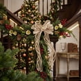 thumbnail image 1 of 2 Pcs Large Christmas Wreath Bows Decor, Burlap Holiday Door Hanging Ornament, Rustic Outdoor Party Accent for Tree Topper, Garland, Mantel, Home Seasonal, 1 of 6