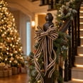 thumbnail image 1 of 2 Pcs Large Christmas Wreath Bows Decor, Burlap Holiday Door Hanging Ornament, Rustic Outdoor Party Accent for Tree Topper, Garland, Mantel, Home Seasonal, 1 of 6