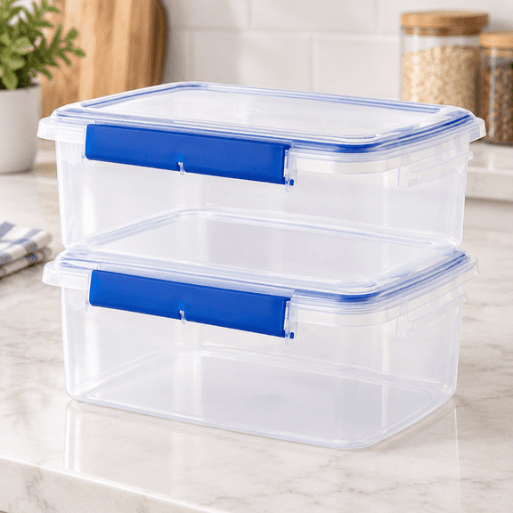 2 Pcs Large Food Storage Containers with Airtight Lid, 5.5L Reusable Meal Prep Container, Food-Grade Plastic Bread Box for Homemade Bread, Cookies, Food