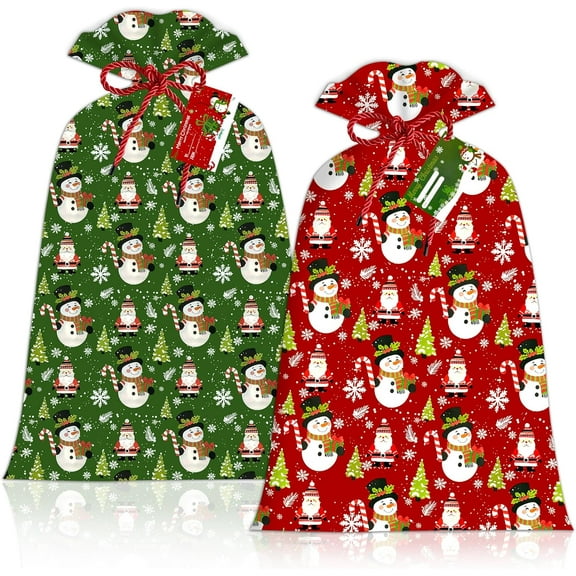 2 Pcs Large Gift Bags Oversized Plastic Storage Bags 48"x 36" with 2 Pcs Pull Flowers for Huge Big Gifts Presents Wrapping Kids Bicycle Bike Goodie Bags, Birthday, Party, New Parents Baby Shower