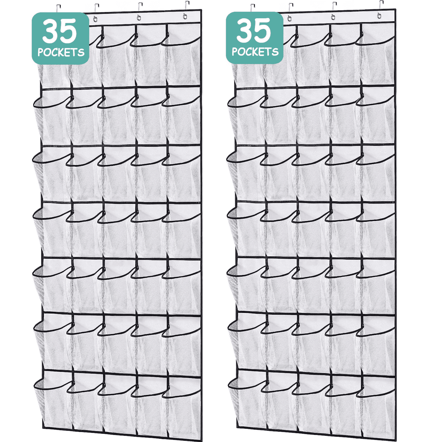 2 Pcs Large Hanging Shoe Rack, 35 Pocket Shoe Holder Hanger Closet Organizers and Storage, White